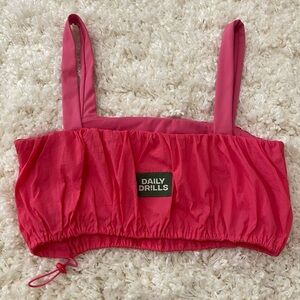 Daily Drills Vibrant Pink Gathered Crop Top
